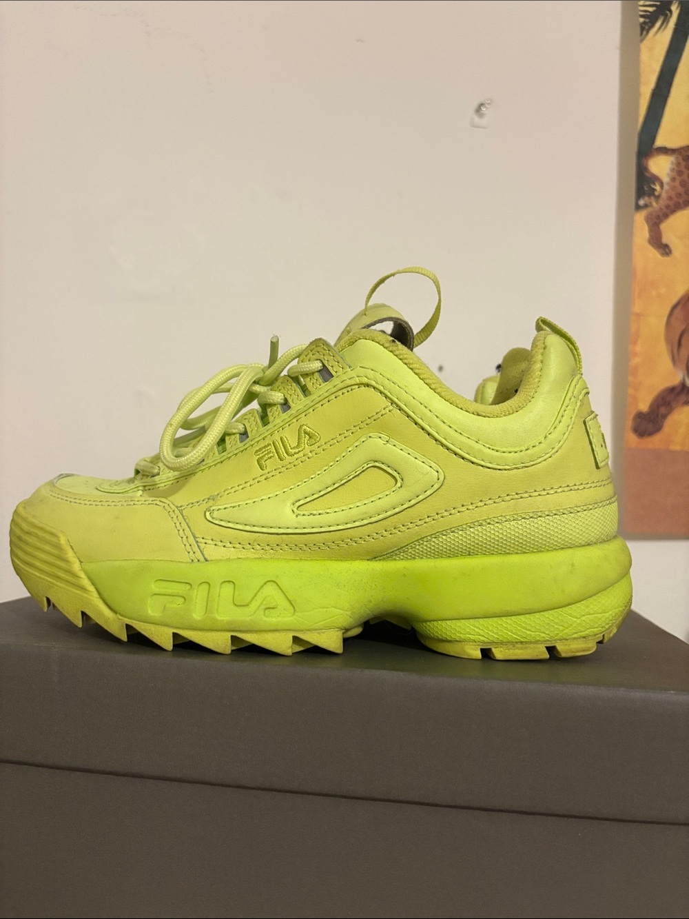 FILA Neon Yellow Chunky Lace-Up Sneakers